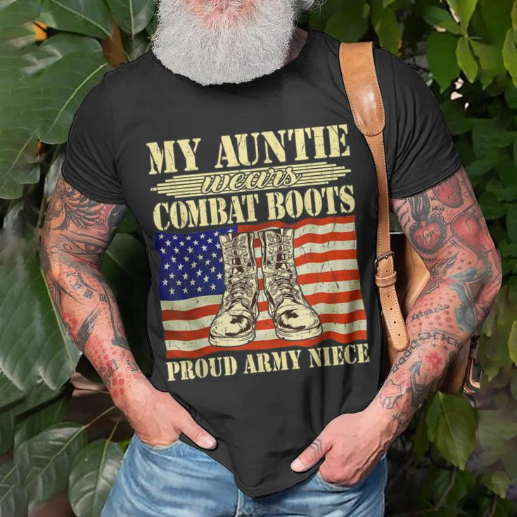 My Auntie Wears Combat Boots Military Proud Army Niece Gift Unisex T-Shirt Gifts for Old Men