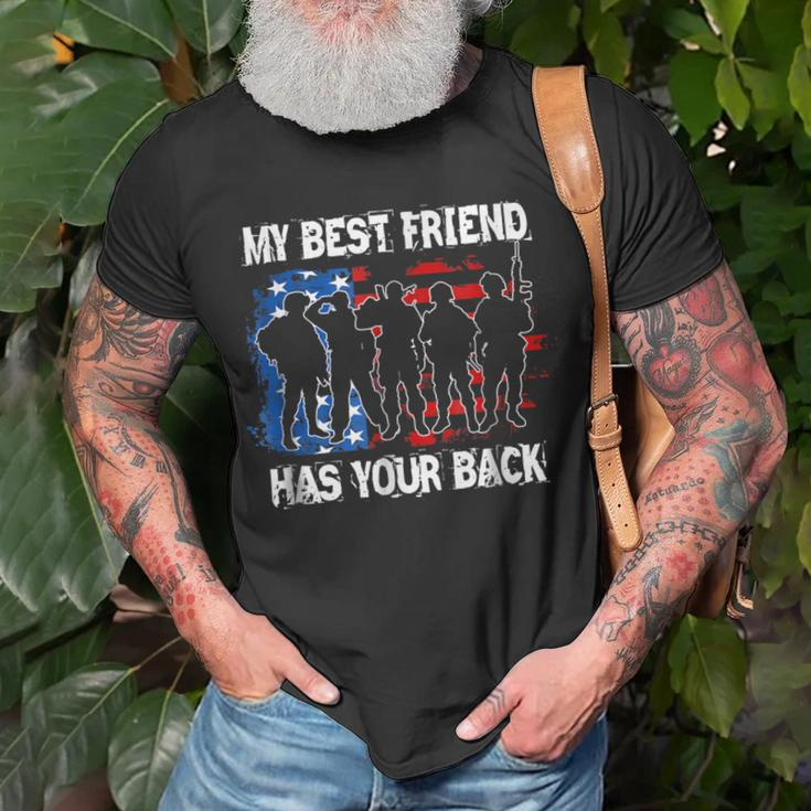 My Best Friend Has Your Back MilitaryUnisex T-Shirt Gifts for Old Men