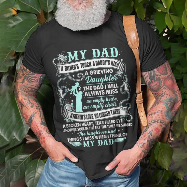 My Dad In Memories Poem Daughter Son Loss Daddy In Heaven Unisex T-Shirt Gifts for Old Men