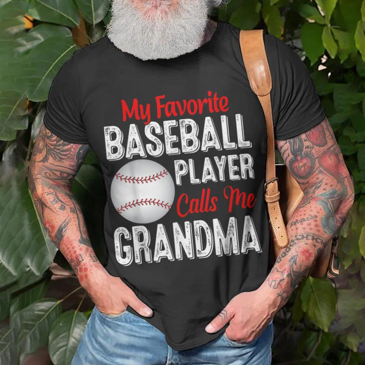 My Favorite Baseball Player Calls Me Grandma Retro Softball Unisex T-Shirt Gifts for Old Men