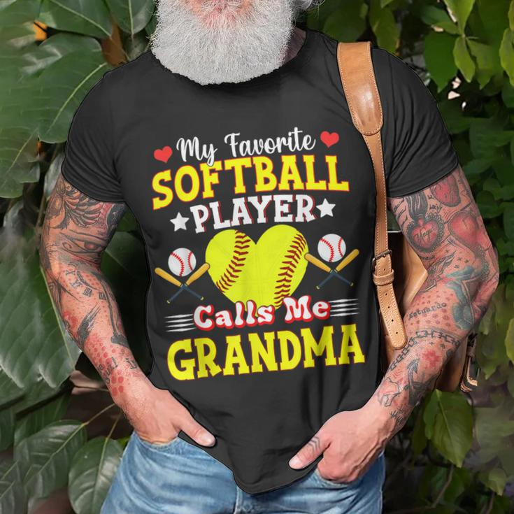 My Favorite Softball Player Calls Me Grandma Mothers Day Unisex T-Shirt Gifts for Old Men
