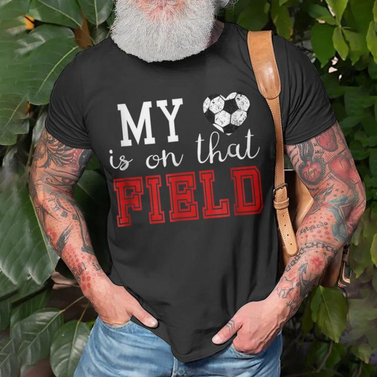 My Heart Is On That Field Soccer Mom Grandma Unisex T-Shirt Gifts for Old Men