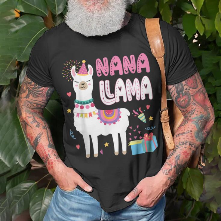 Nana Llama Grandma Of A Birthday Boy Girl Llama Birthday Unisex T-Shirt Gifts for Old Men