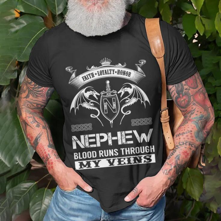 Nephew Blood Runs Through My Veins V2 Unisex T-Shirt Gifts for Old Men