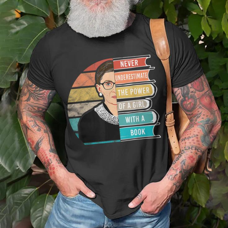 Never Underestimate The Power Of A Girl With Book Rbg Unisex T-Shirt Gifts for Old Men