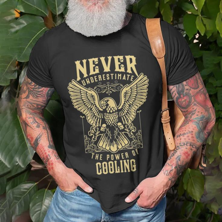 Never Underestimate The Power Of Cooling Personalized Last Name Unisex T-Shirt Gifts for Old Men