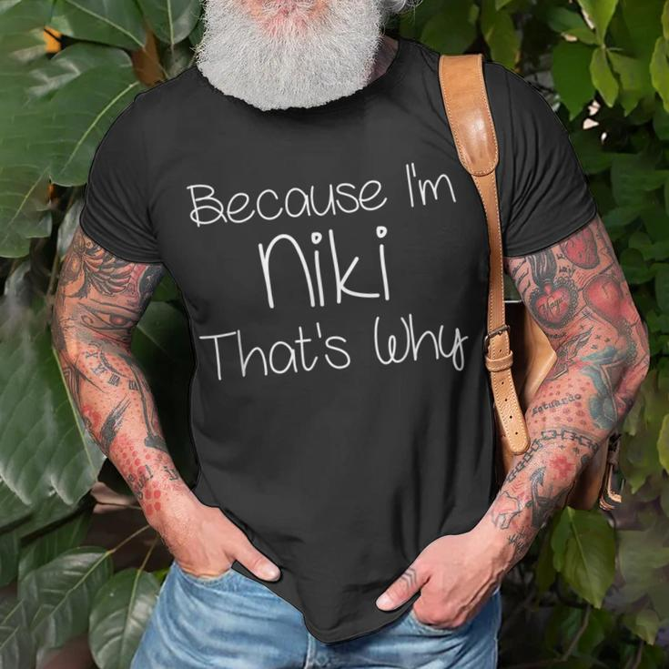 Niki Lustiges Personalisiertes Geburtstag T-Shirt für Frauen Geschenke für alte Männer