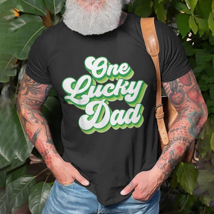 One Lucky Dad Retro Vintage St Patricks Day T-Shirt Gifts for Old Men