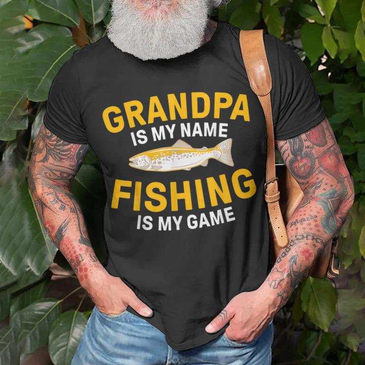 Opa Ist Mein Name Angeln Ist Mein Spiel Opa Fishing T-Shirt Geschenke für alte Männer