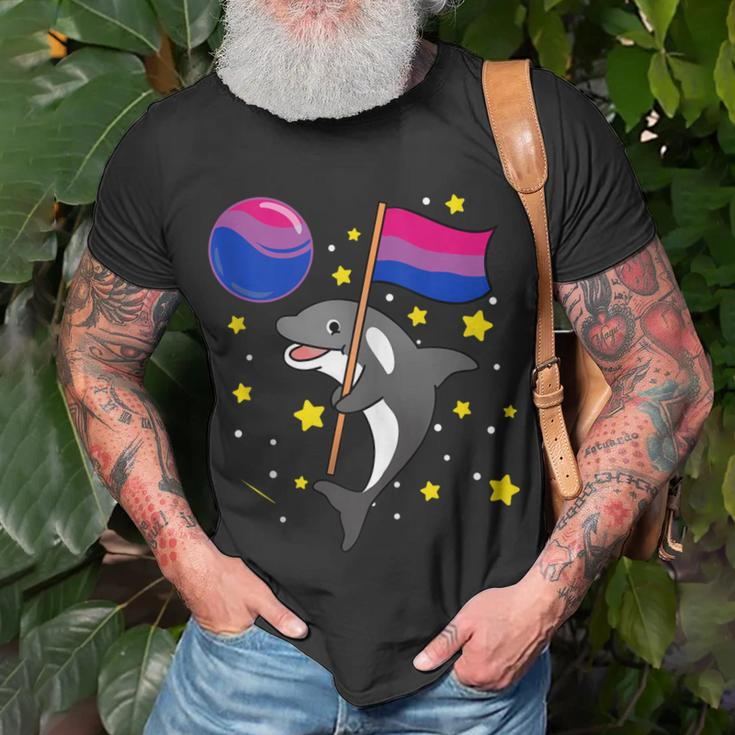 Orca In Space Bisexual Pride Unisex T-Shirt Gifts for Old Men