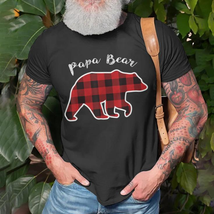 Papa Bear Men Red Plaid Christmas Pajama Family Dad Unisex T-Shirt Gifts for Old Men