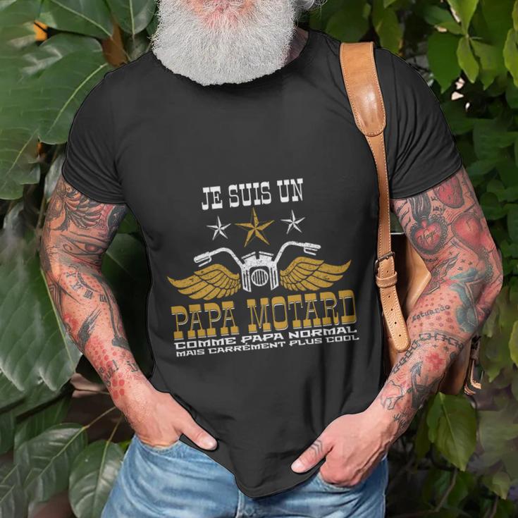 Papa Motard Schwarzes Biker T-Shirt, Motorrad Vater Aufdruck Geschenke für alte Männer