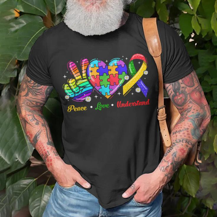 Peace Love Autism Awareness Autism Kids Mom Dad Unisex T-Shirt Gifts for Old Men
