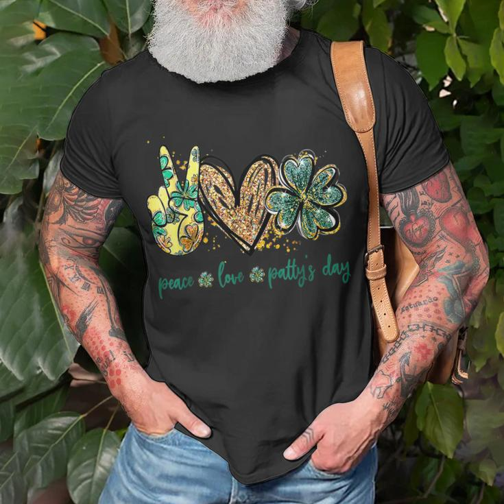 Peace Love Pattys Day St Patricks Day T-shirt Gifts for Old Men
