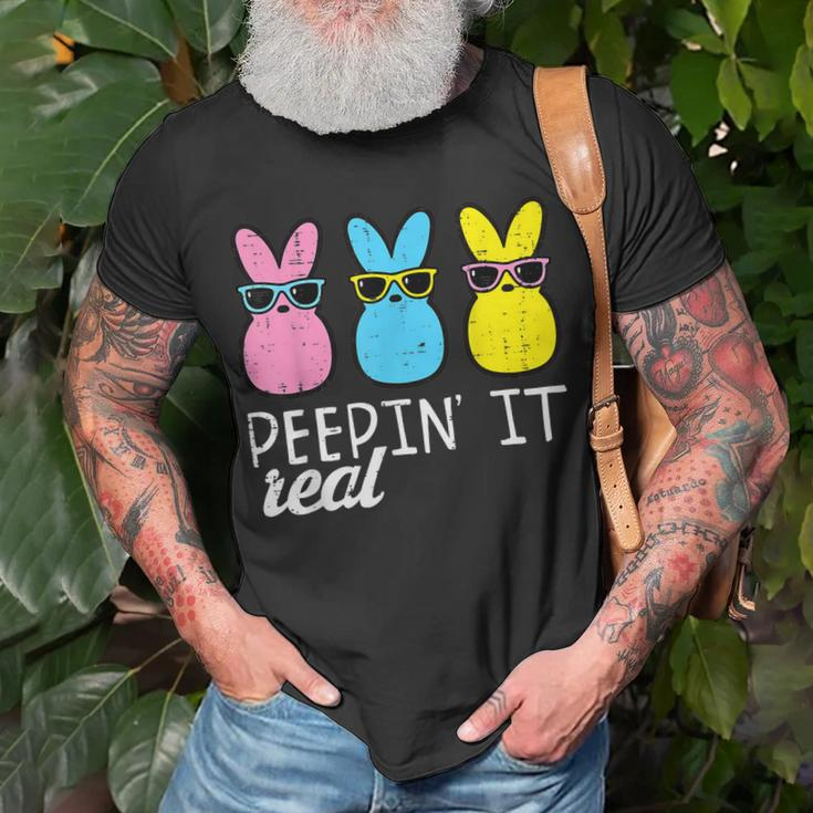 Peepin It Real Easter Bunnies Cool Boys Girls Kids Toddler Unisex T-Shirt Gifts for Old Men