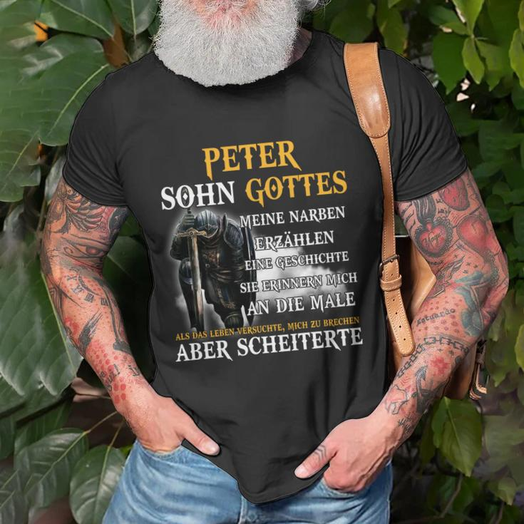Peter Sohn Gottes Schwarzes T-Shirt, Inspirierendes Zitat Design Geschenke für alte Männer