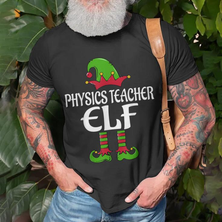 Physics Teacher Elf Matching Family Christmas Pajamas T-shirt Gifts for Old Men