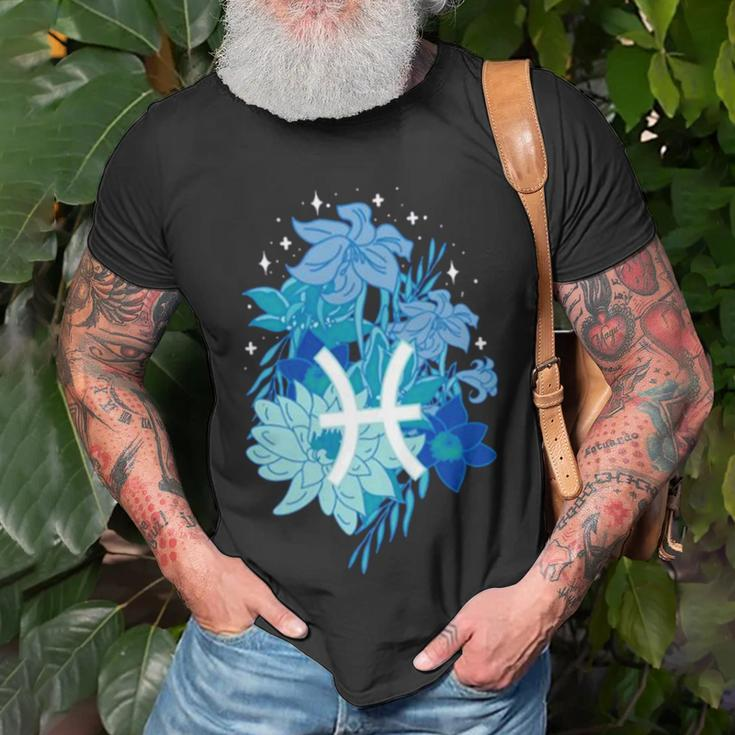 Pisces Flowers Periwinkle Unisex T-Shirt Gifts for Old Men