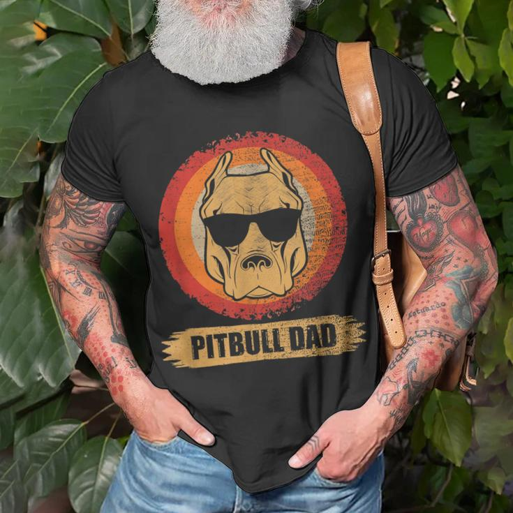 Pitbull Dad Dog With Sunglasses Pit Bull Father & Dog Lovers T-shirt Gifts for Old Men