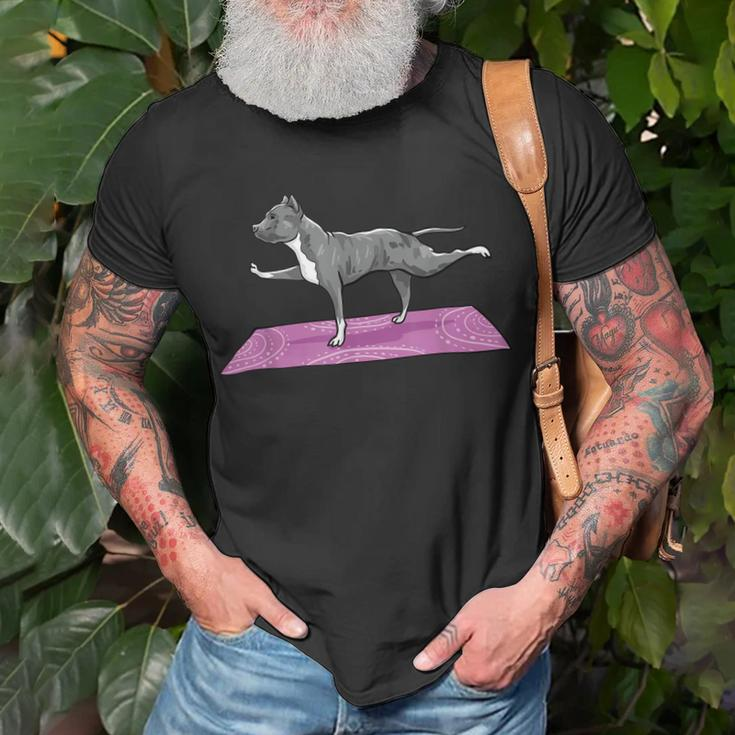 Pitbull Doing Yoga Pitbull Dog Lover Yogi Teacher T-shirt Gifts for Old Men