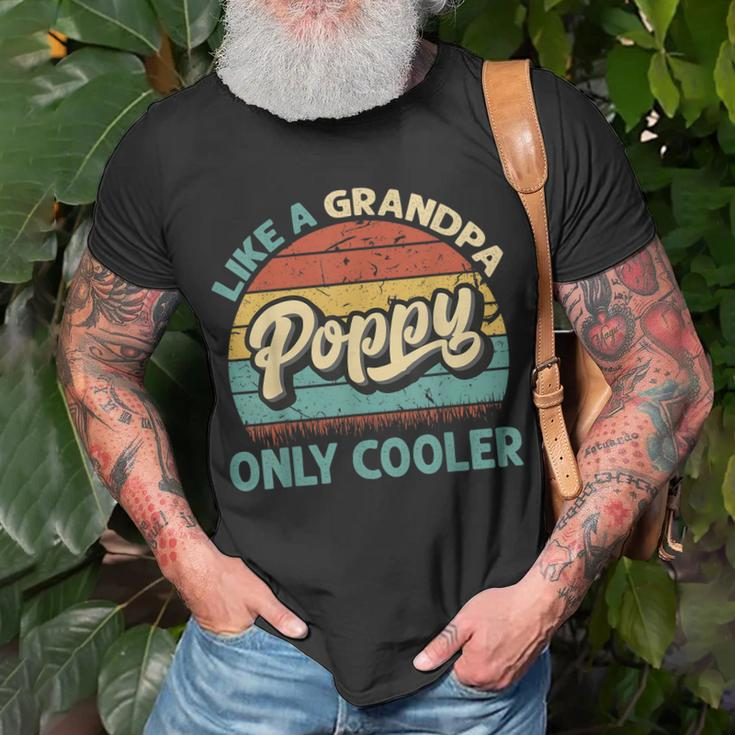 Mens Poppy Like A Grandpa Only Cooler Vintage Dad Fathers Day T-Shirt Gifts for Old Men