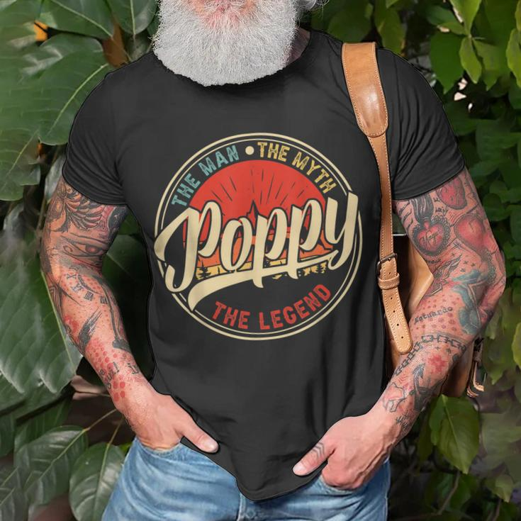Poppy The Man The Myth The Legend Funny Fathers Day Gift For Mens Unisex T-Shirt Gifts for Old Men