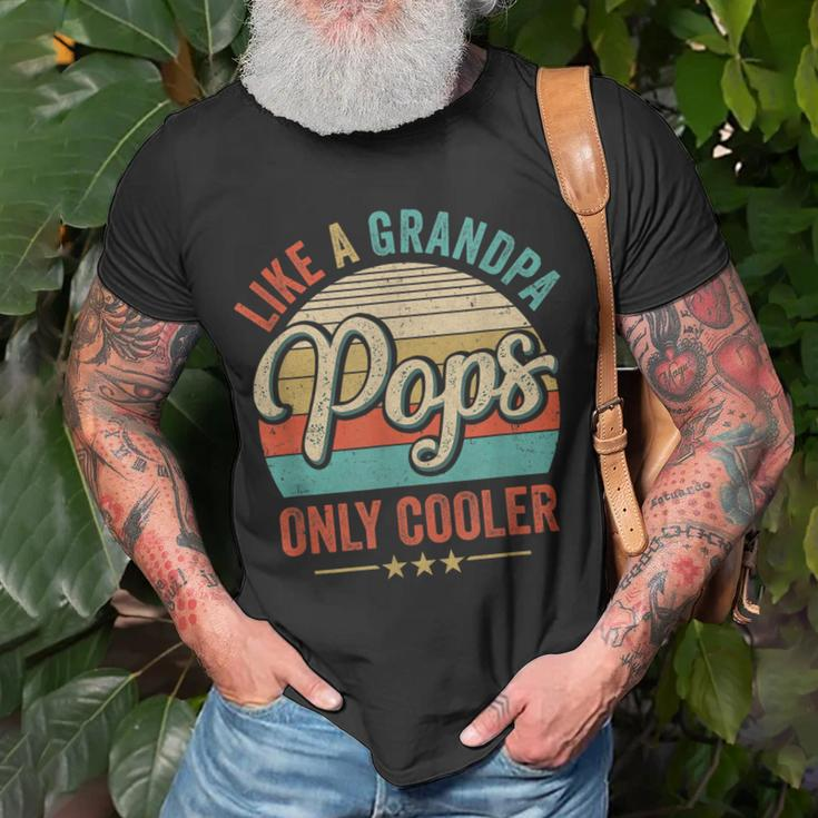 Pops Like A Grandpa Only Cooler Vintage Dad Fathers Day Unisex T-Shirt Gifts for Old Men