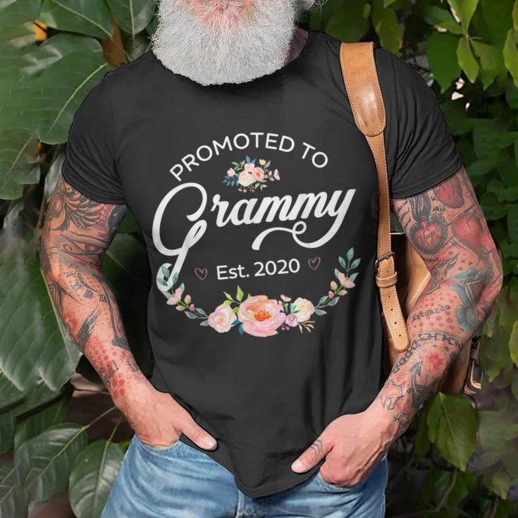 Promoted To Grammy Est 2020 First Time Grandma Floral Unisex T-Shirt Gifts for Old Men