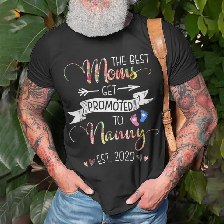 Promoted To Nanny Est 2020 Floral First Time Grandma Unisex T-Shirt Gifts for Old Men
