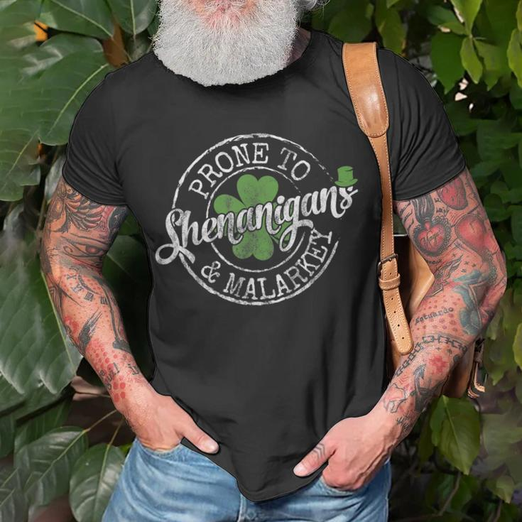 Prone To Shenanigans And Malarkey Funny St Patricks Day Boys Unisex T-Shirt Gifts for Old Men