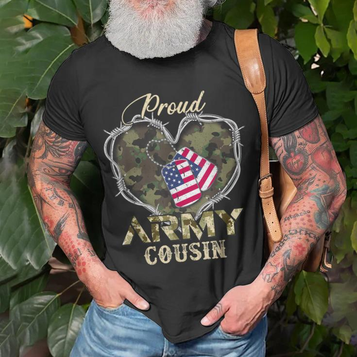 Proud Army Cousin With Heart American Flag For Veteran T-Shirt Gifts for Old Men