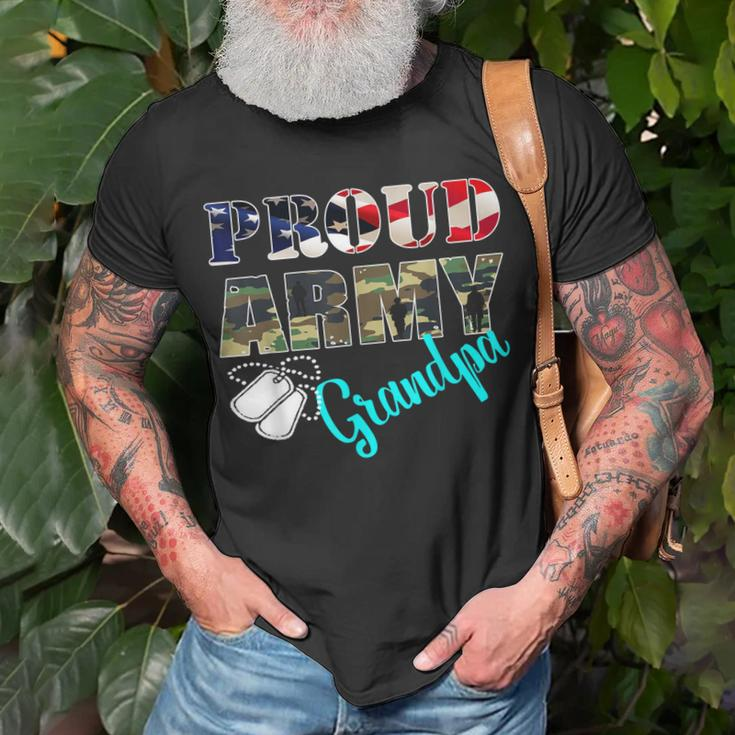 Proud Army Grandpa Flag American Military Family Unisex T-Shirt Gifts for Old Men