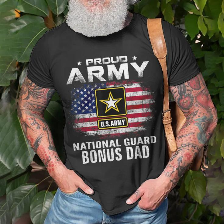 Proud Army National Guard Bonus Dad With American Flag T-Shirt Gifts for Old Men