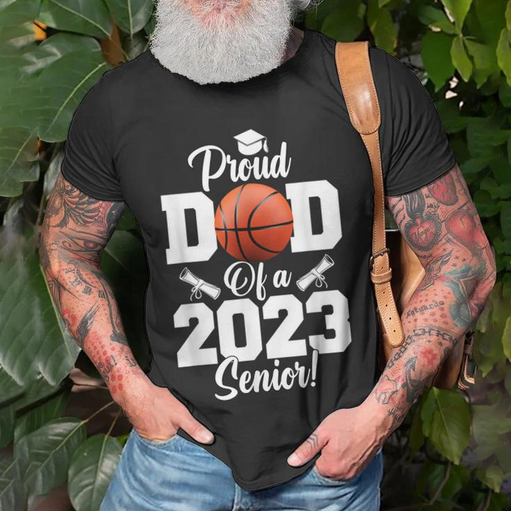 Proud Dad Of A Basketball Senior 2023 Funny Basketball Dad Unisex T-Shirt Gifts for Old Men