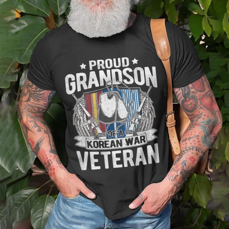 Proud Grandson Of Korean War Veteran Dog Tag Military Family T-shirt Gifts for Old Men