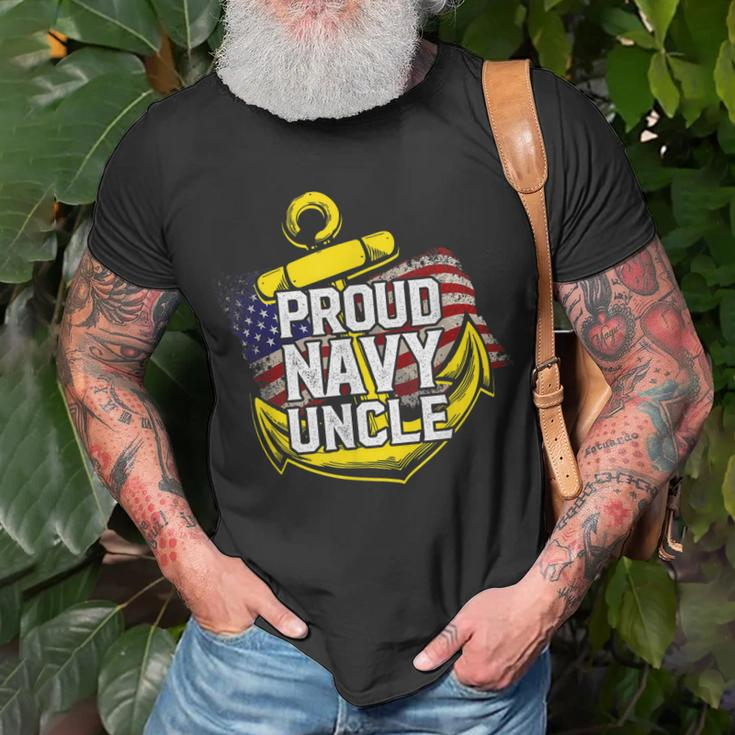 Proud Navy Uncle American Flag Anchor Gold Gift Gift For Mens Unisex T-Shirt Gifts for Old Men