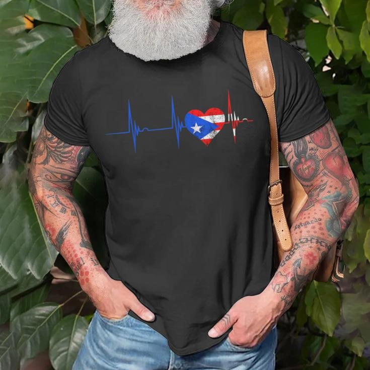 Puerto Rico Heart Puertorro Heartbeat Ekg Pulse Puerto Rican T-Shirt Gifts for Old Men