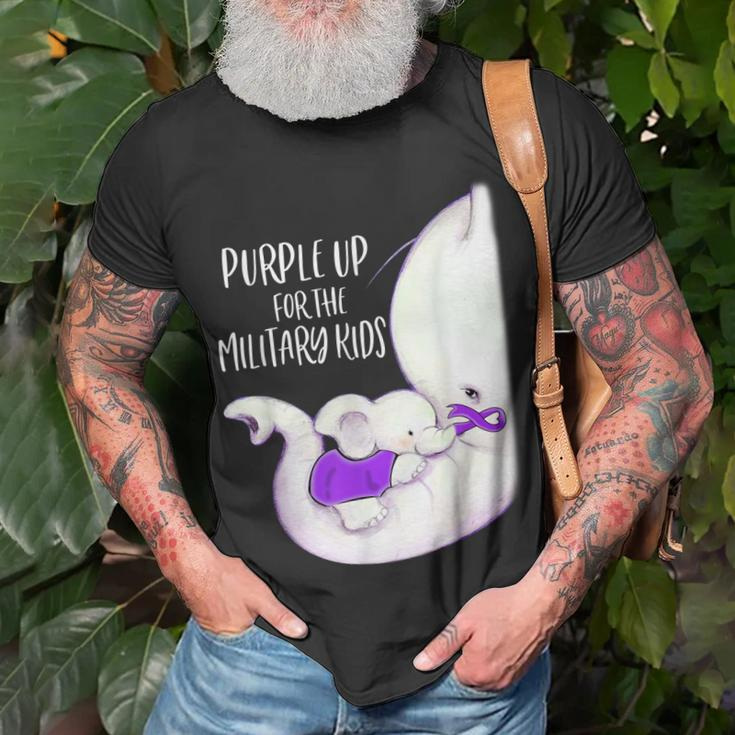 Purple Up For The Military Kids Month Funny Elephant Ribbon Unisex T-Shirt Gifts for Old Men