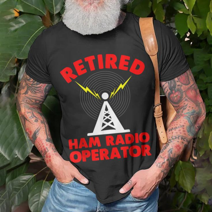 Retired Ham Radio Operator Father Radio Tower Humor Unisex T-Shirt Gifts for Old Men