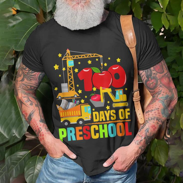 Retro I Crushed 100 Days Of Preschool Construction Truck T-Shirt Gifts for Old Men