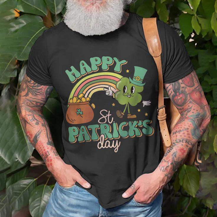 Retro Groovy Happy St Patricks Day Go Lucky Charm Shamrock Unisex T-Shirt Gifts for Old Men