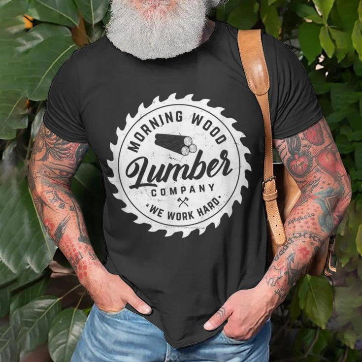 Retro Morning Wood Lumber Company Camping Woodman T-Shirt Gifts for Old Men
