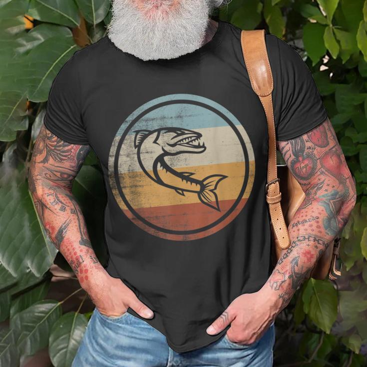 Retro Vintage Angeln Fischen Großer Barrakuda T-Shirt Geschenke für alte Männer