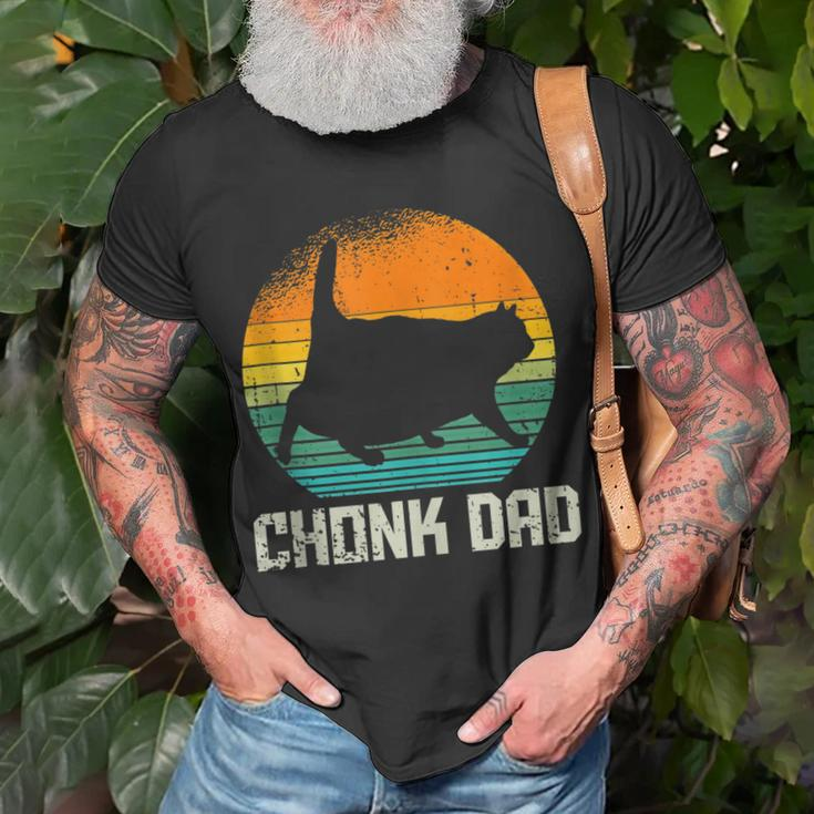 Retro Vintage Style Fat Daddy Cat Meme Chonk Cat Dad V2 T-Shirt Gifts for Old Men