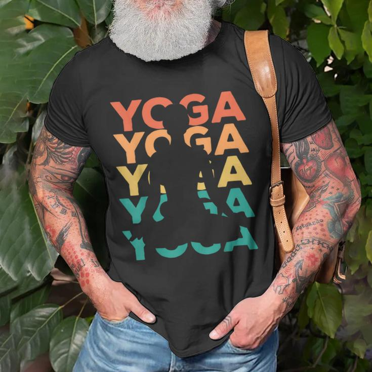 Retro Yoga Poses T-Shirt, Farbenfrohes Design für Yoga-Liebhaber Geschenke für alte Männer