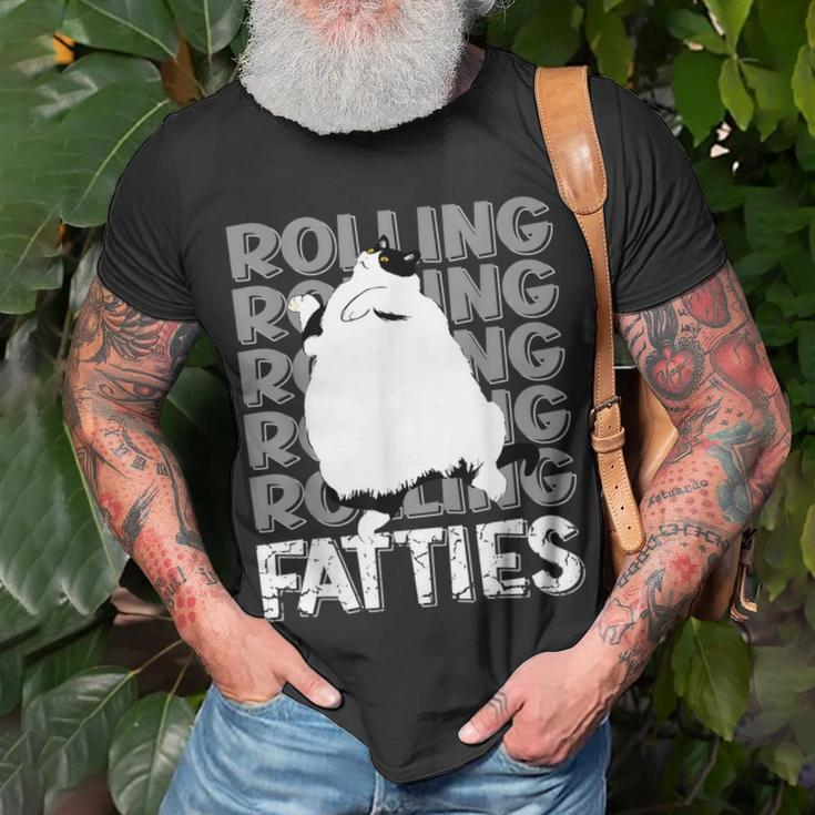 Rolling Fatties Cat Funny Cat Lover Outfit Cat Dad Cat Mom Unisex T-Shirt Gifts for Old Men