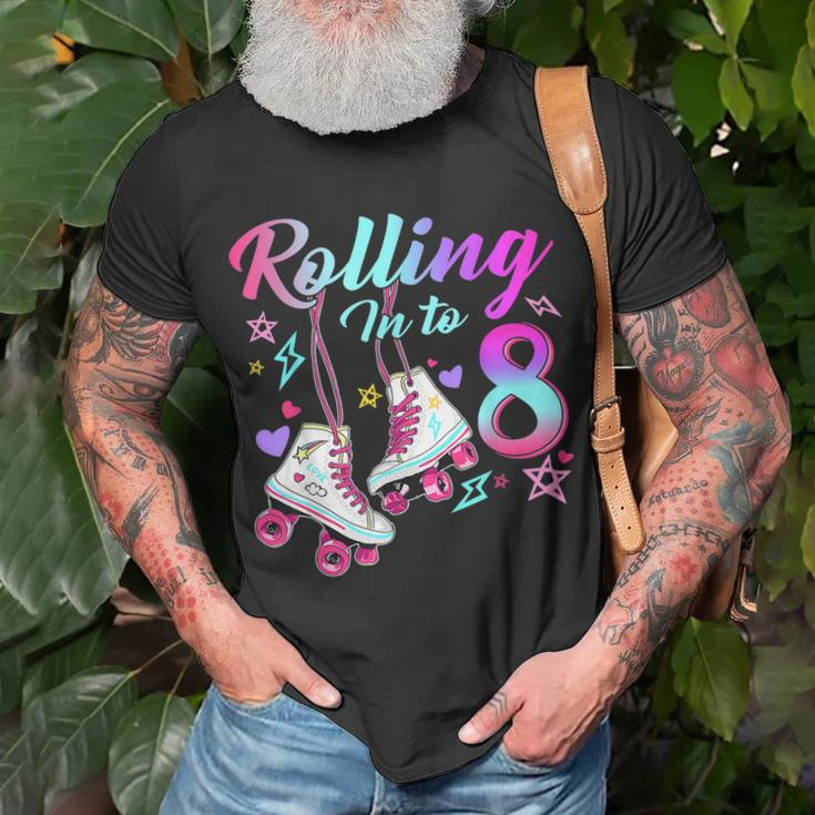 Rolling Into 8Th Birthday Roller Skates 8 Year Old Rolling Unisex T-Shirt Gifts for Old Men