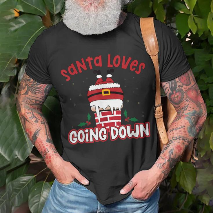 This Santa Loves Going Down Christmas Pajama Family T-shirt Gifts for Old Men