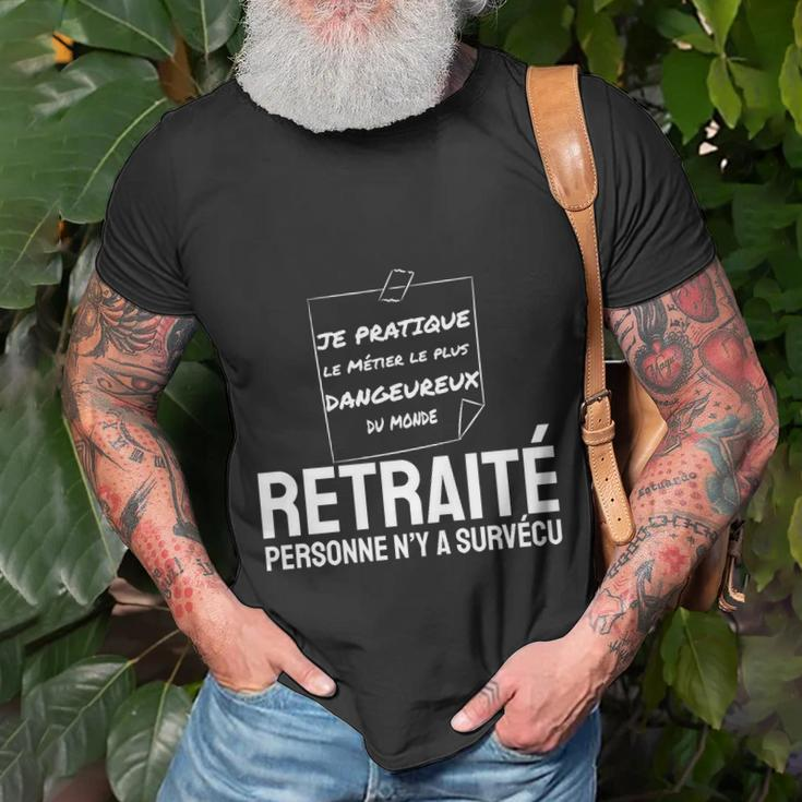 Schwarzes T-Shirt für Rentner mit lustigem Spruch RETRAITE: Keiner überlebte Geschenke für alte Männer