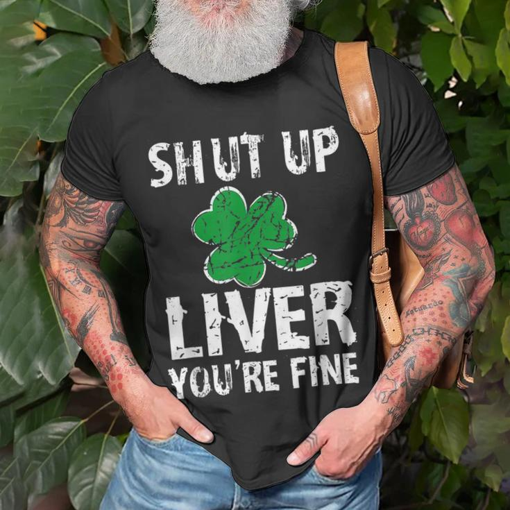 Shamrock Shut Up Liver Youre Fine Irish St Patricks Day T-Shirt Gifts for Old Men